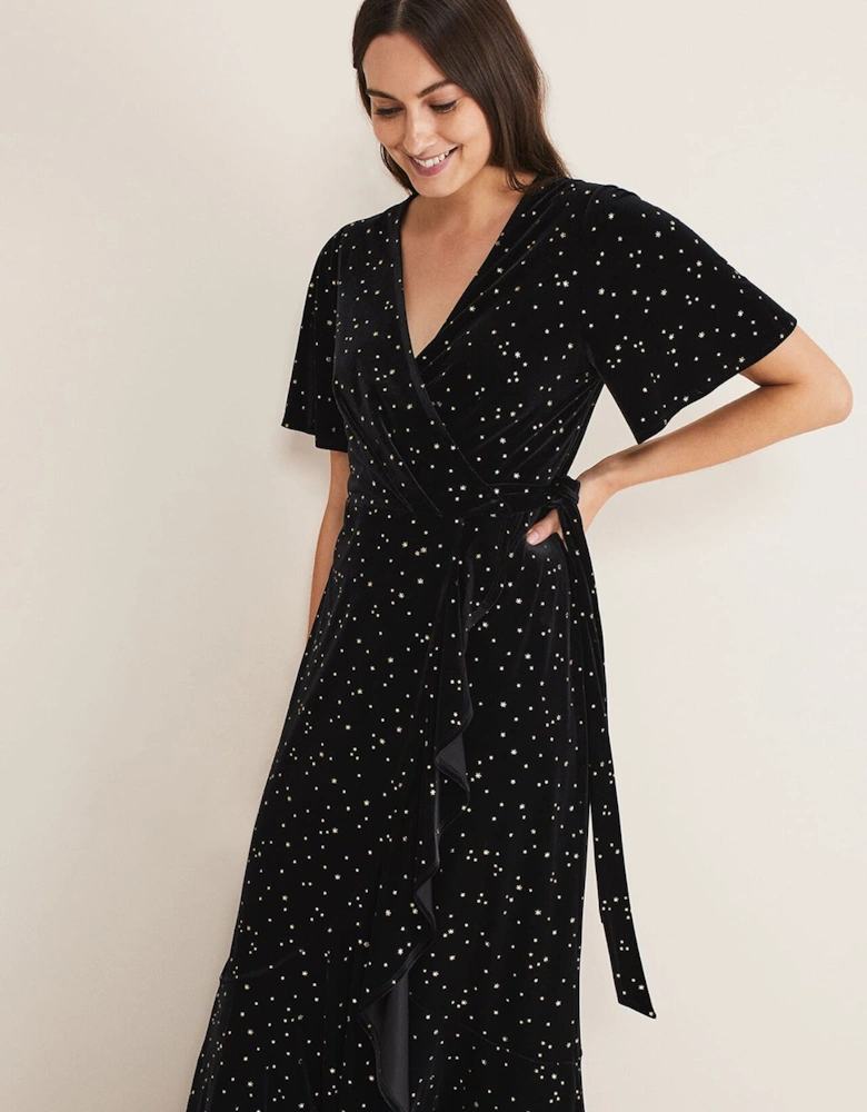 Holly Velvet Star Wrap Maxi Dress