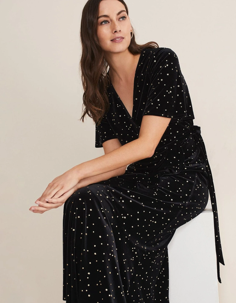 Holly Velvet Star Wrap Maxi Dress