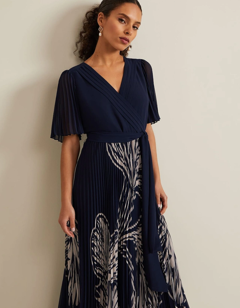 Petite Abigail Printed Pleat Midaxi Dress