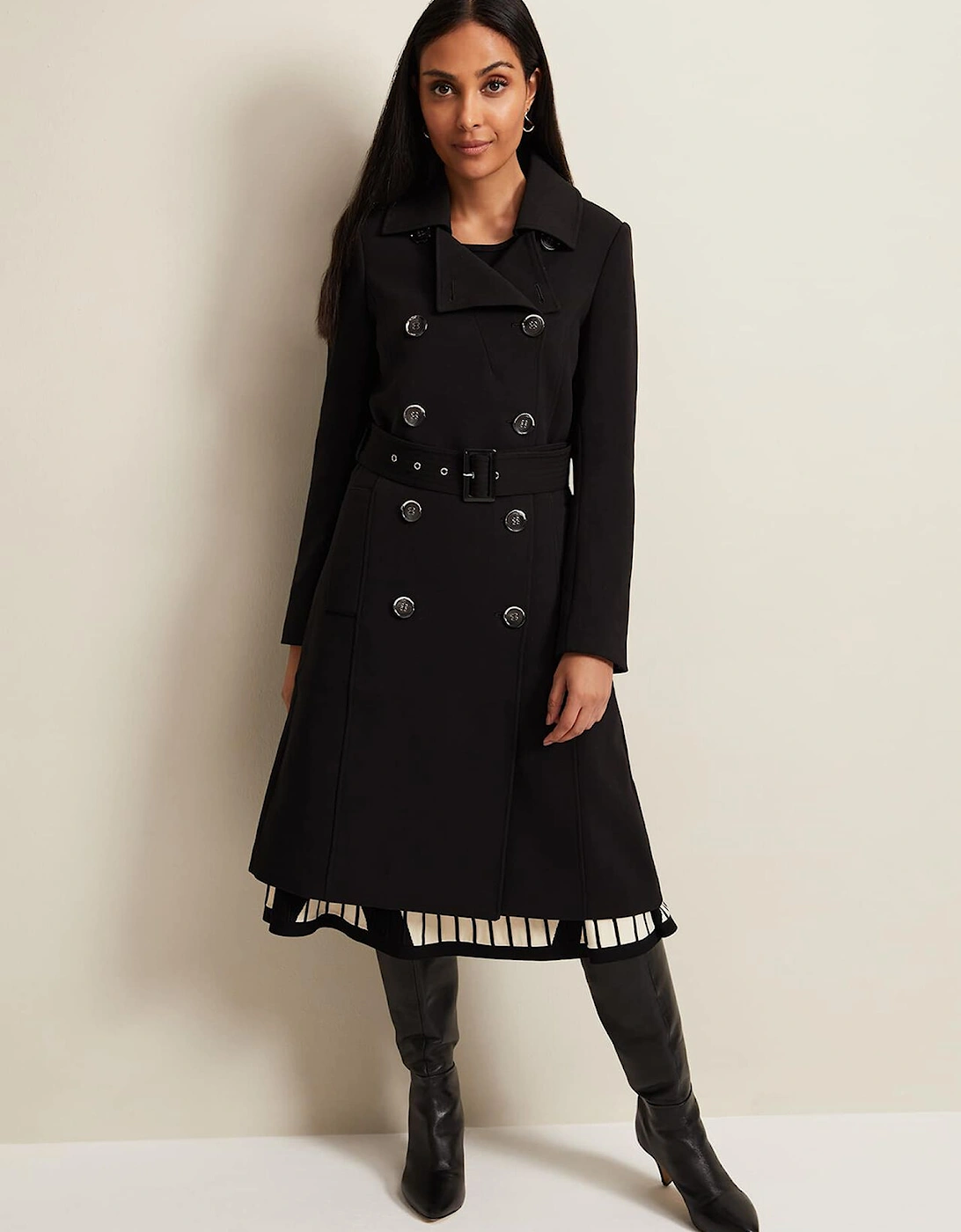 Petite Layana Black Smart Trench Coat