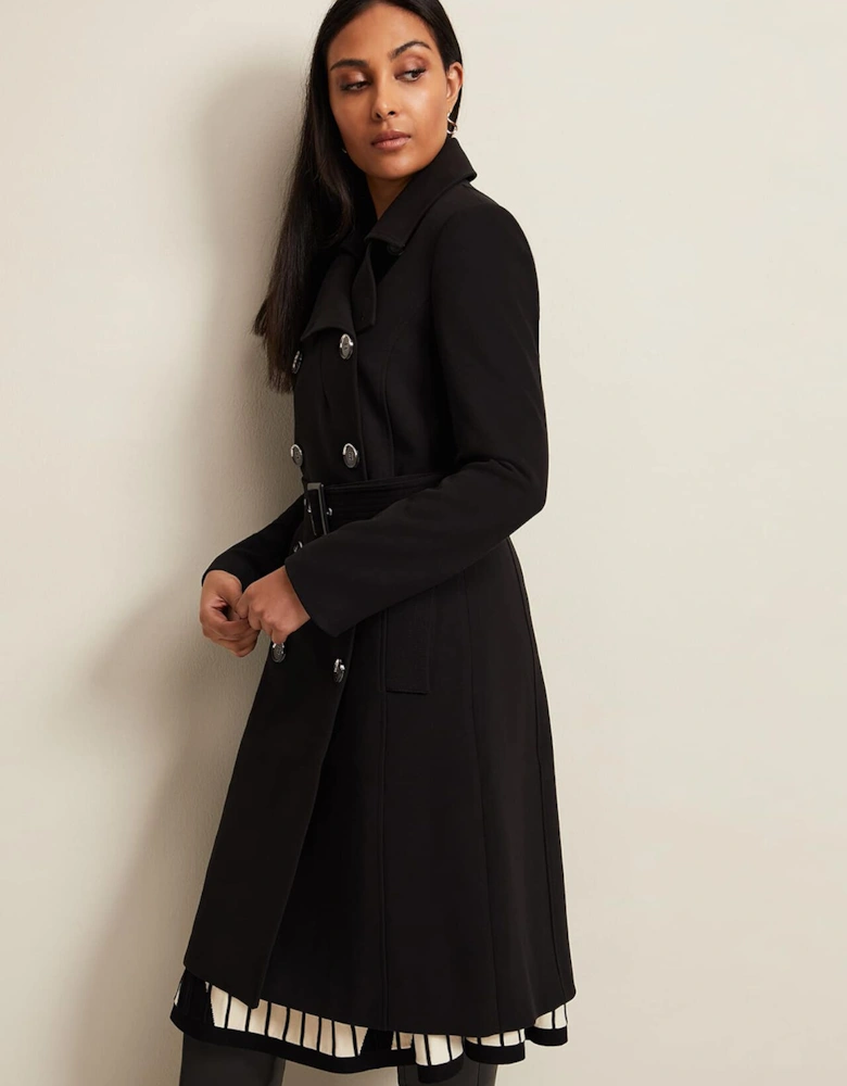 Petite Layana Black Smart Trench Coat