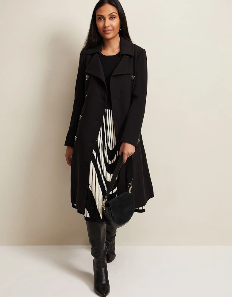 Petite Layana Black Smart Trench Coat