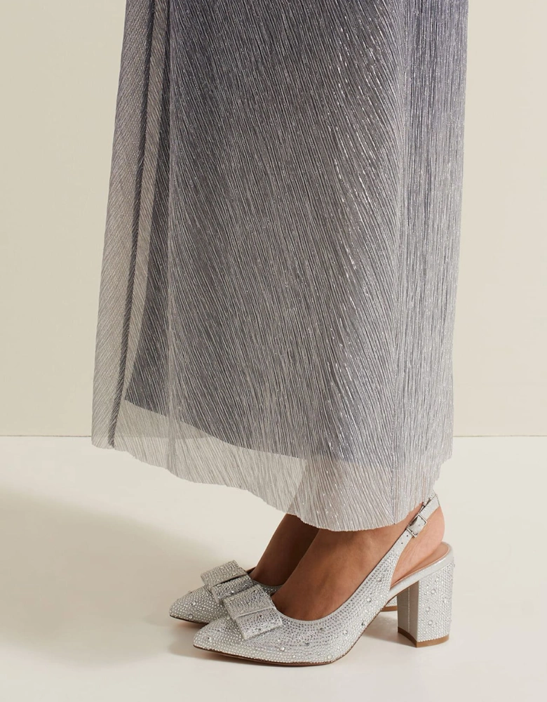Embellished Bow Block Heel Slingback