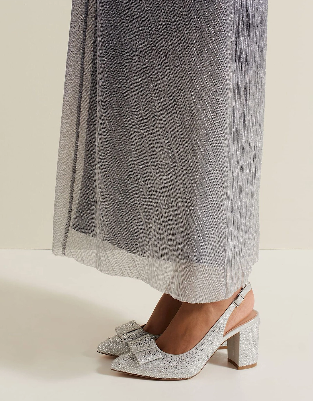 Embellished Bow Block Heel Slingback
