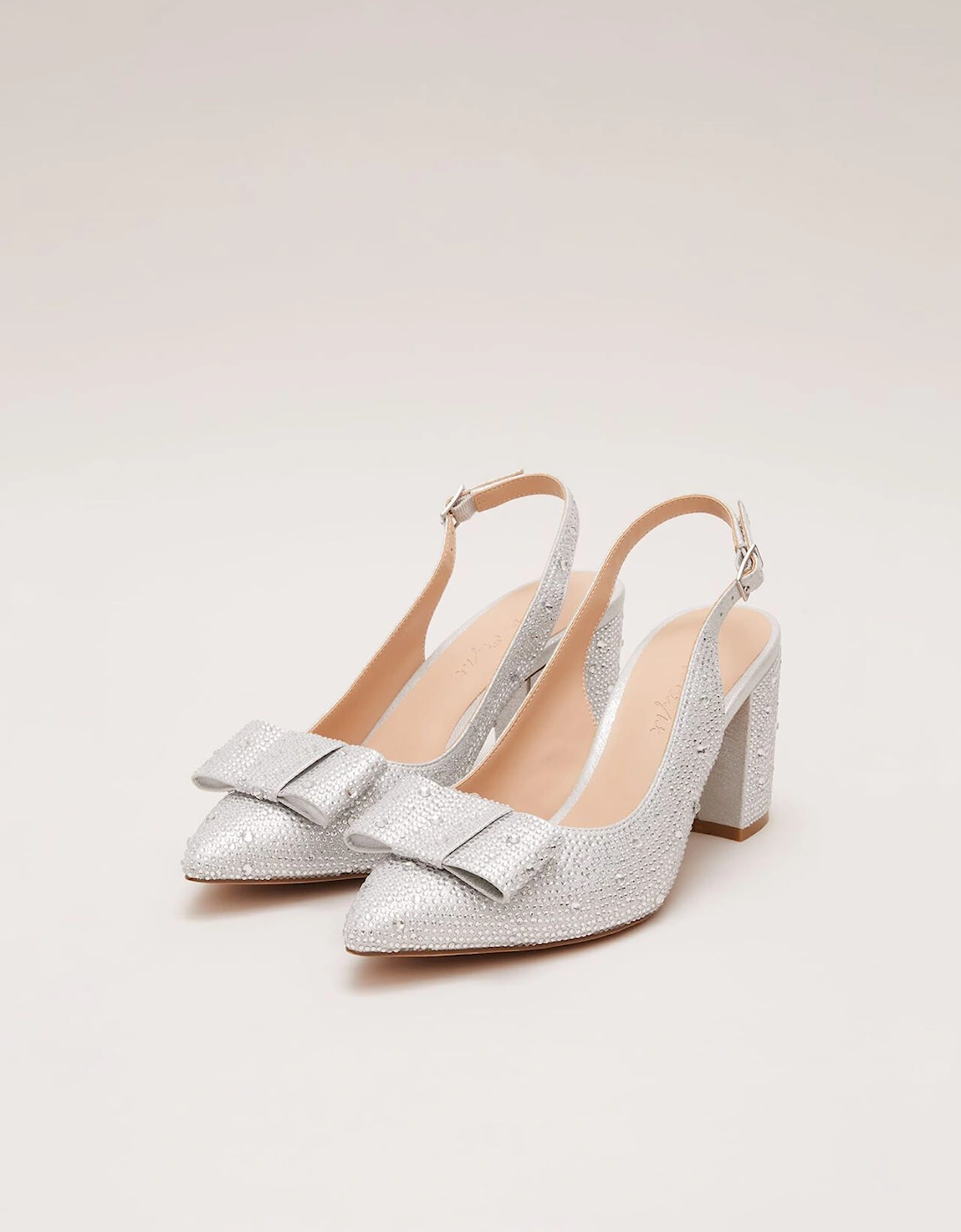 Embellished Bow Block Heel Slingback