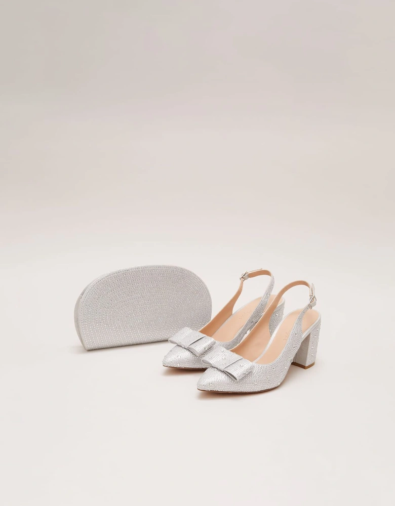 Embellished Bow Block Heel Slingback