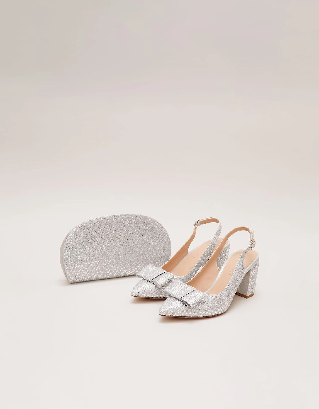 Embellished Bow Block Heel Slingback