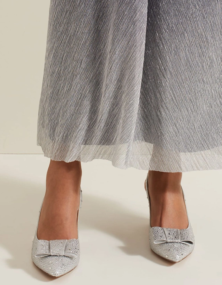 Embellished Bow Block Heel Slingback