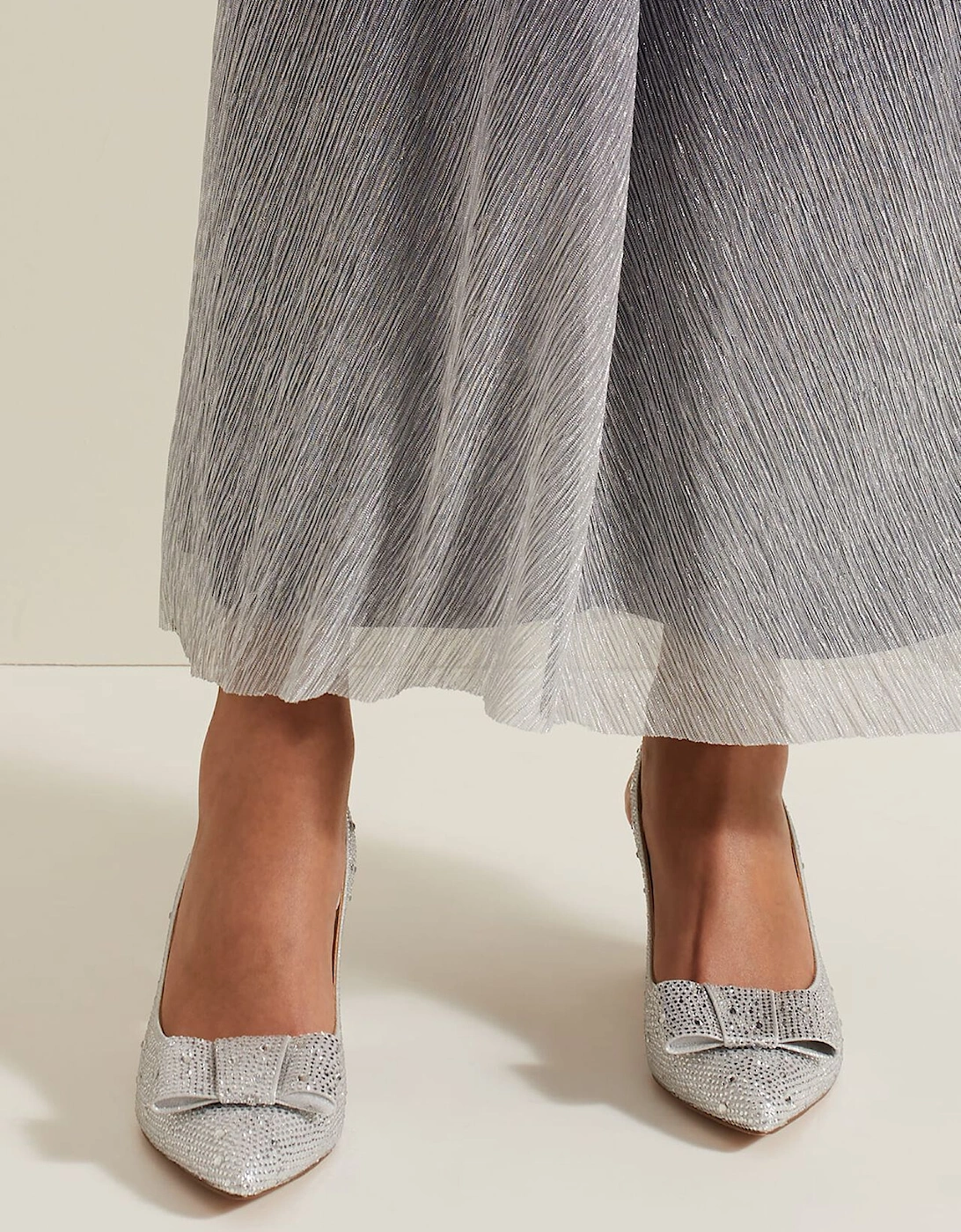 Embellished Bow Block Heel Slingback