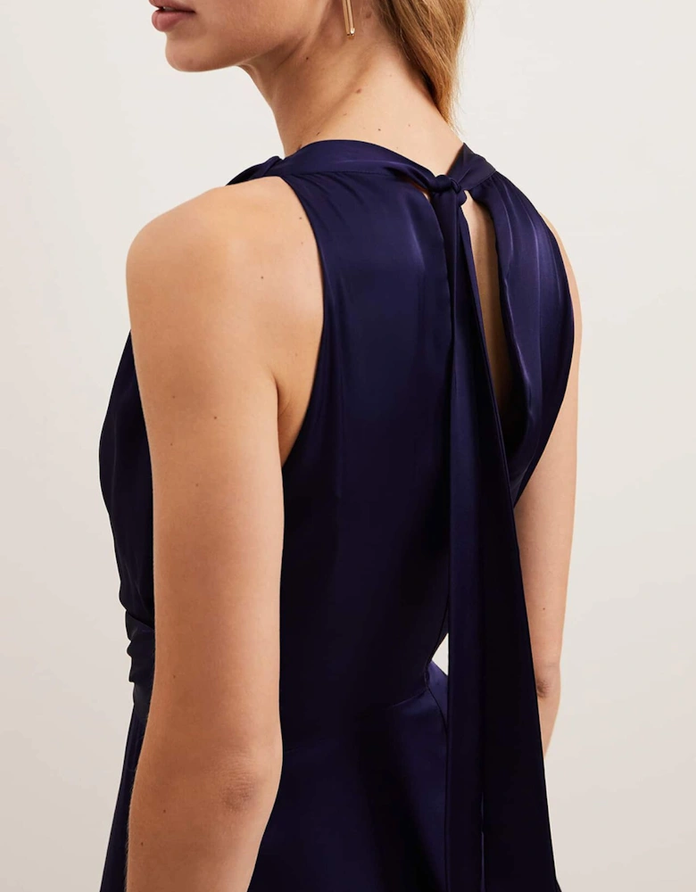 Daliah High Neck Satin Midi Dress