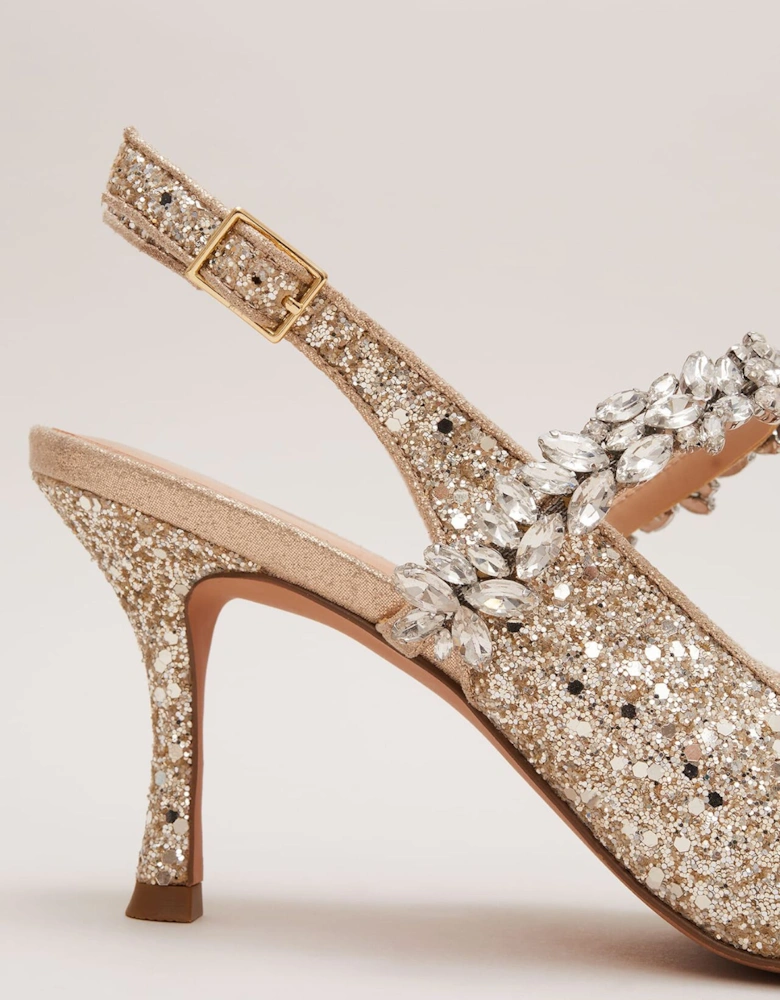 Glitter Embellished Pointed Slingback