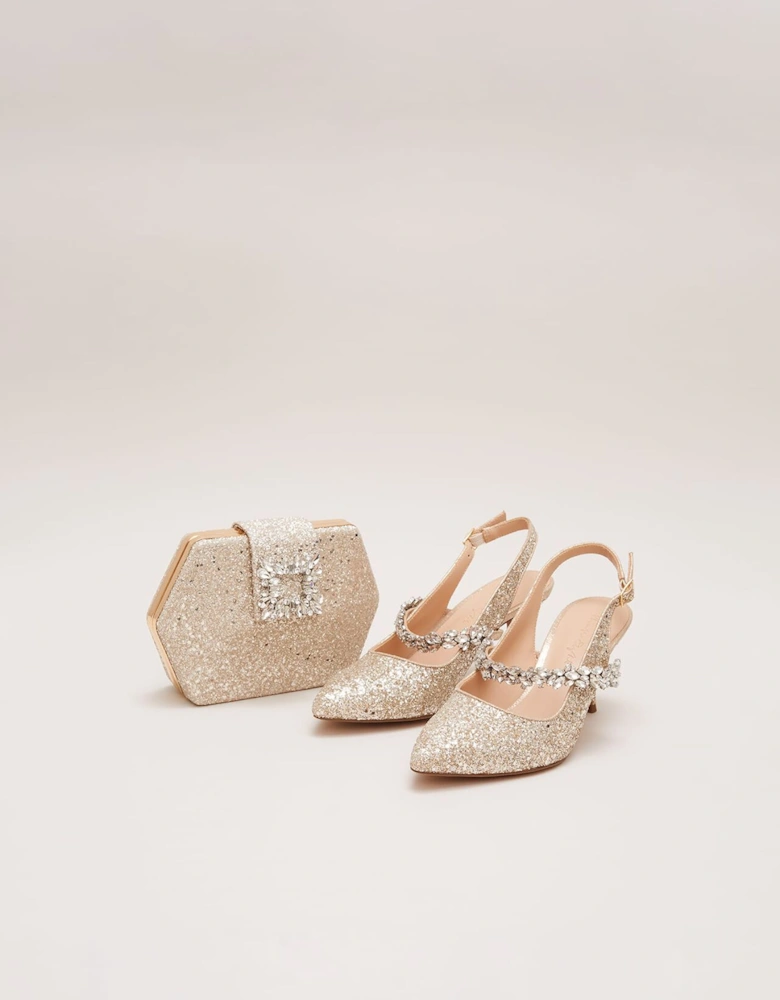 Glitter Embellished Pointed Slingback