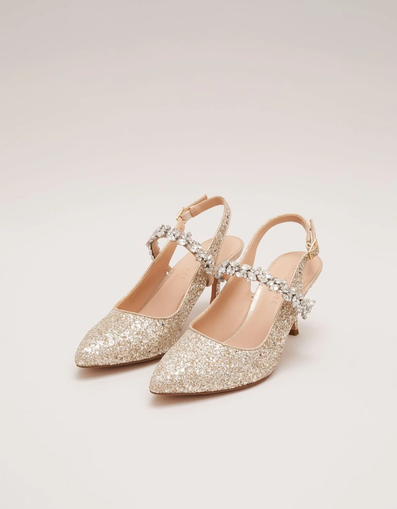 Glitter Embellished Pointed Slingback