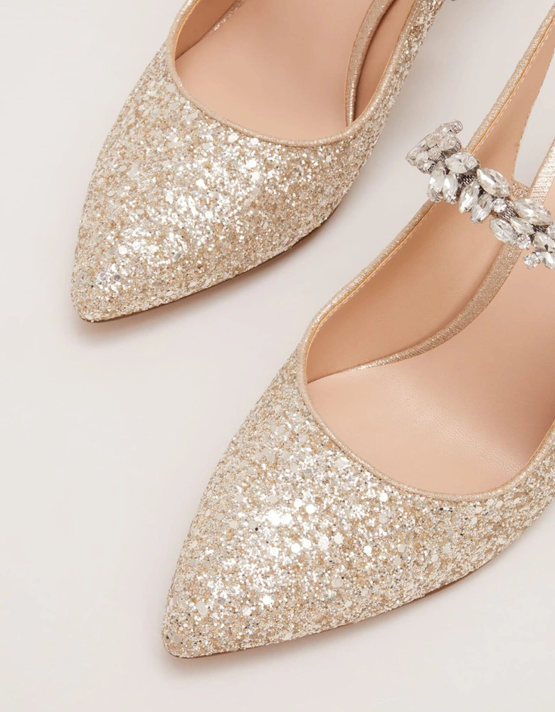 Glitter Embellished Pointed Slingback