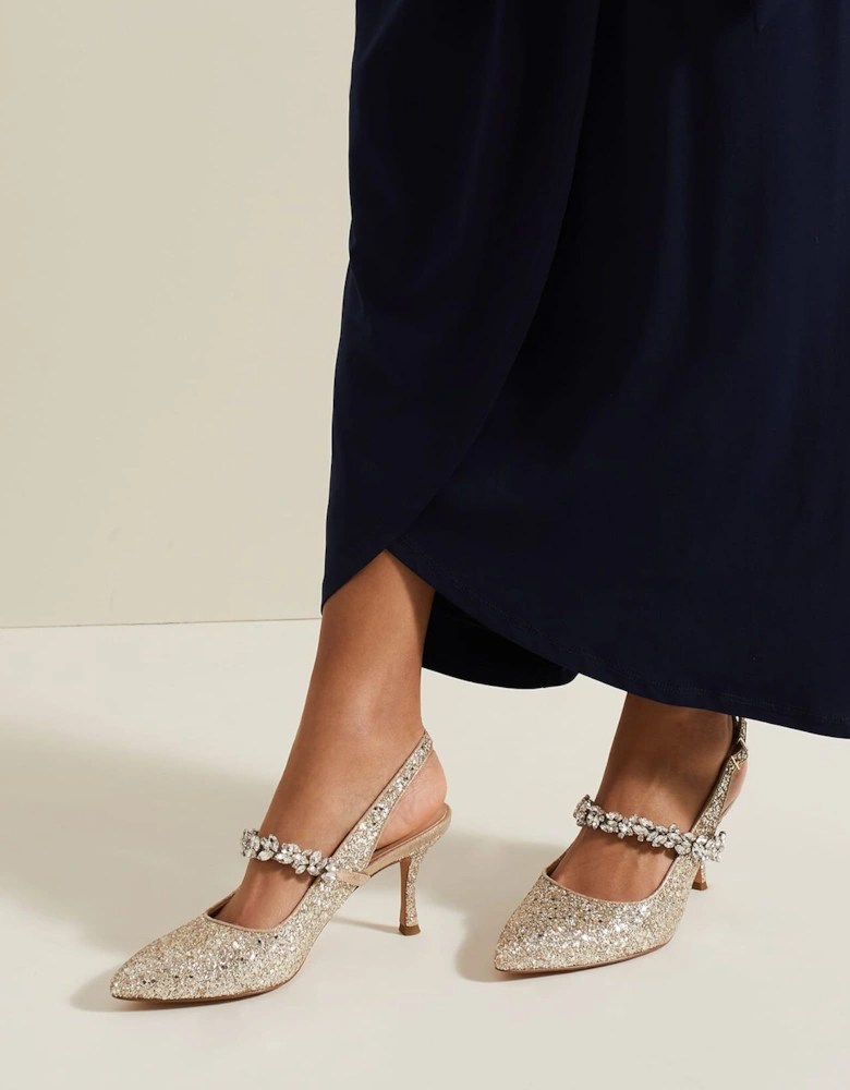 Glitter Embellished Pointed Slingback