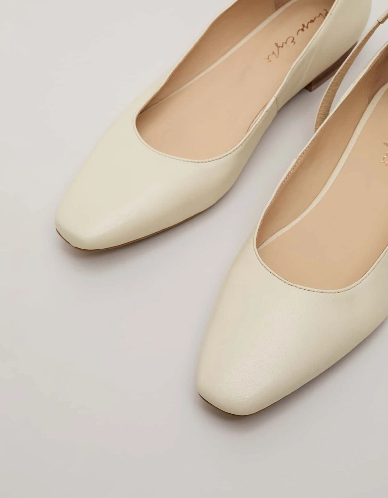 Leather Almond Toe Ankle Strap Ballerina