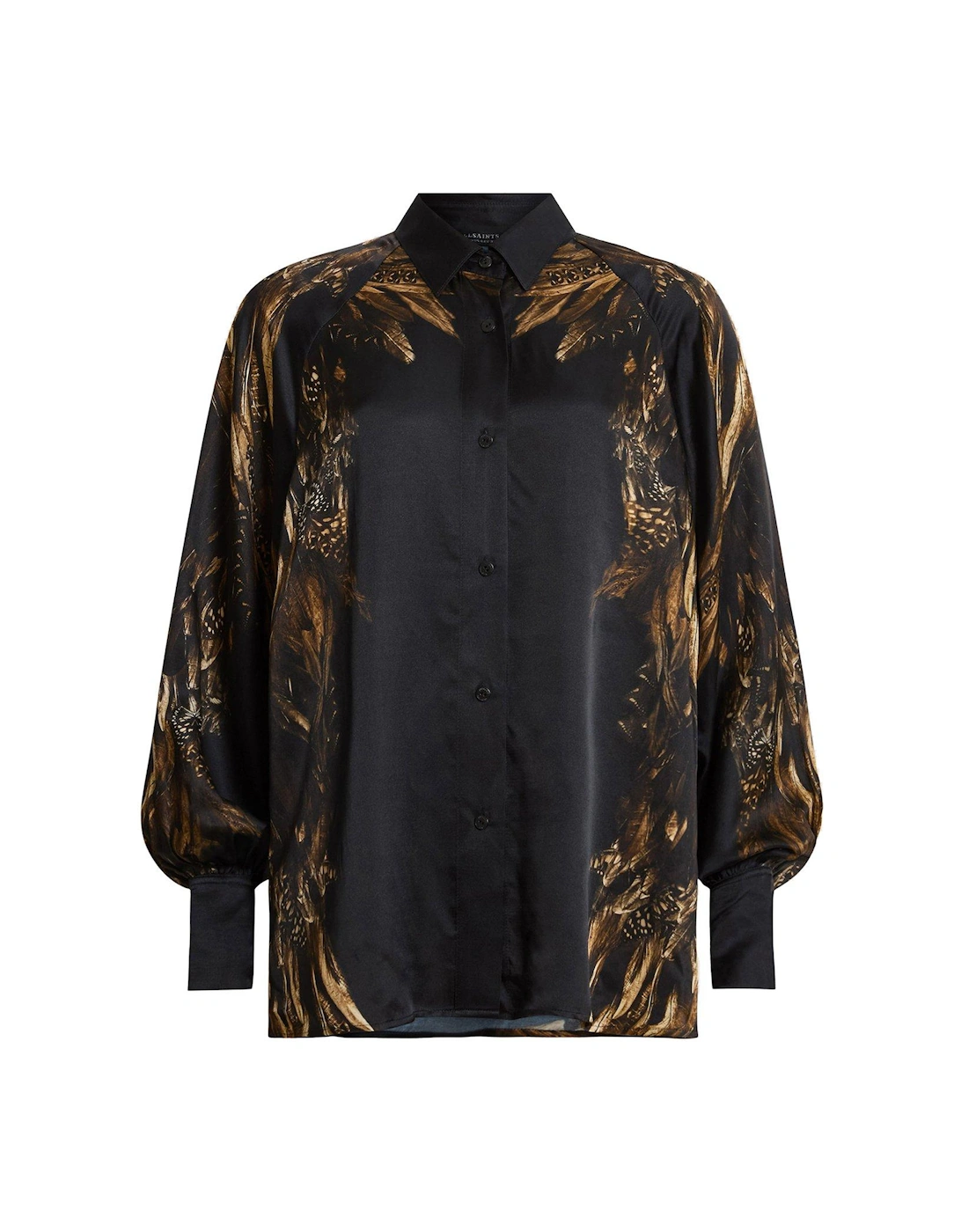 Oana Silk Blend Printed Shirt - Black