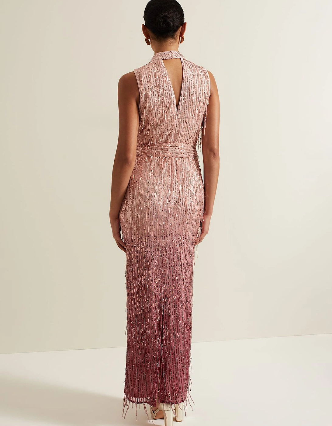 Becka Fringe Sequin Maxi Dress