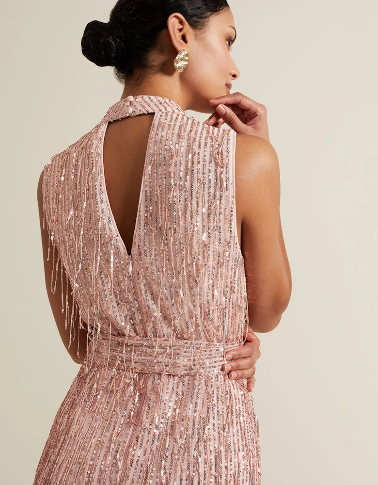 Becka Fringe Sequin Maxi Dress