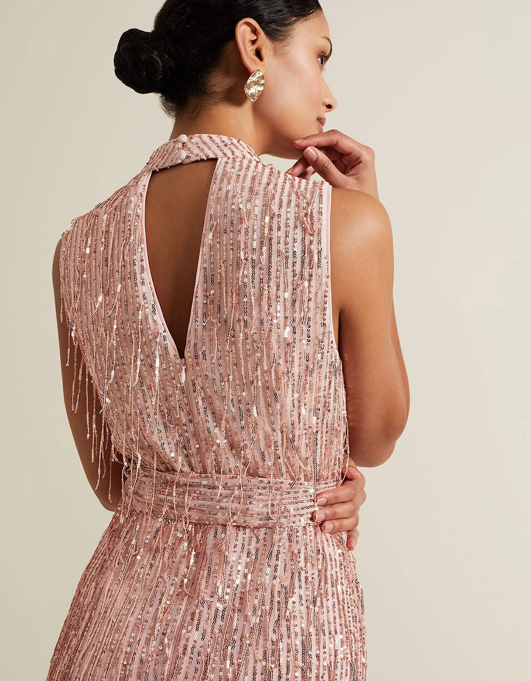 Becka Fringe Sequin Maxi Dress