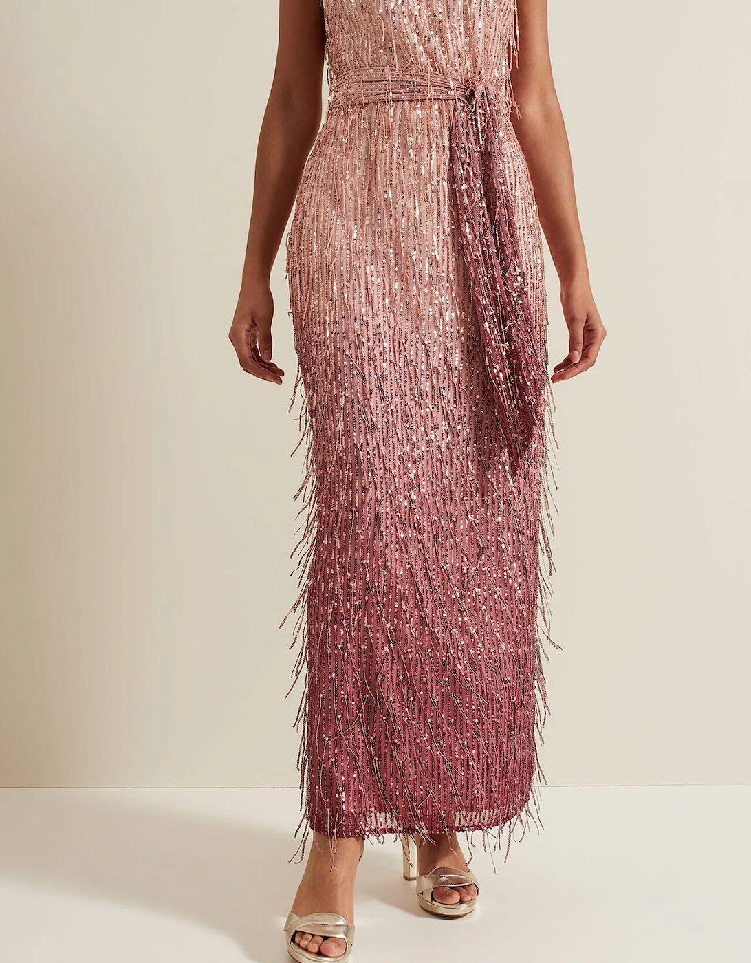 Becka Fringe Sequin Maxi Dress