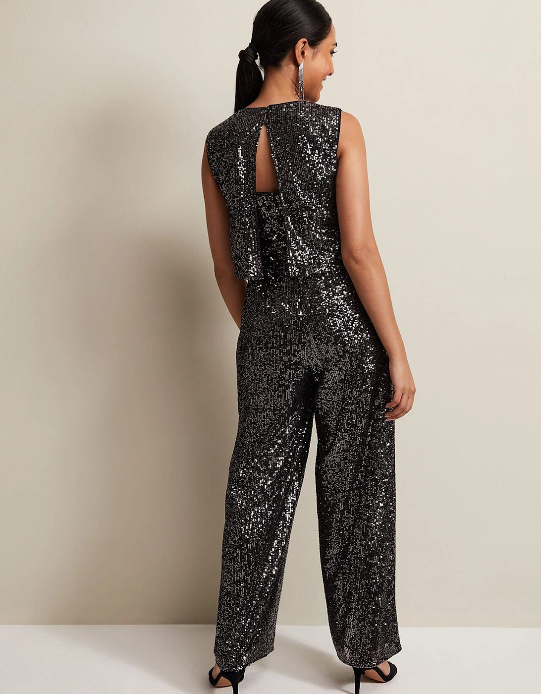 Petite Aubrey Sequin Wide Leg Jumpsuit