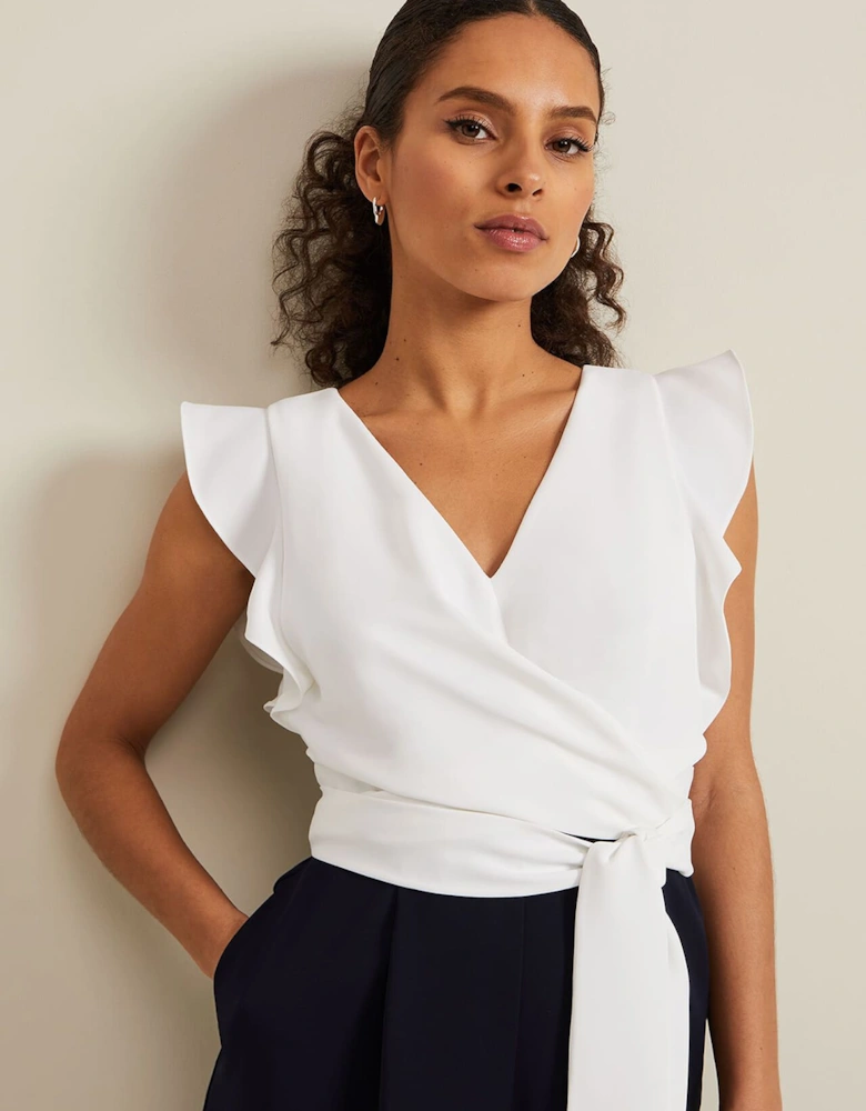 Petite Ayla Ruffle Colourblock Jumpsuit
