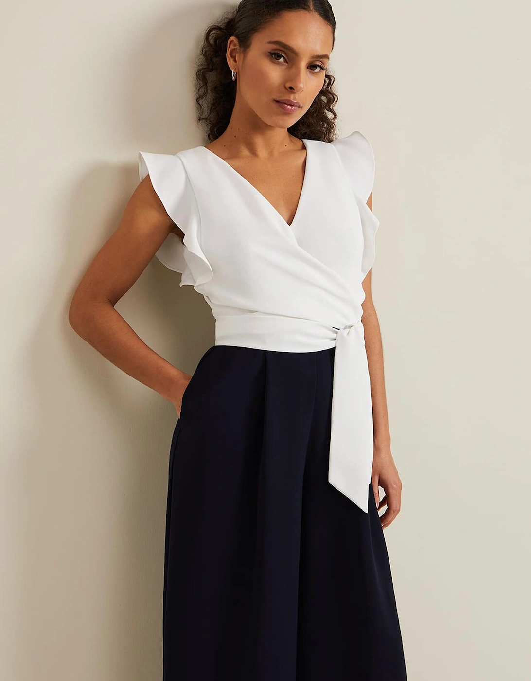 Petite Ayla Ruffle Colourblock Jumpsuit