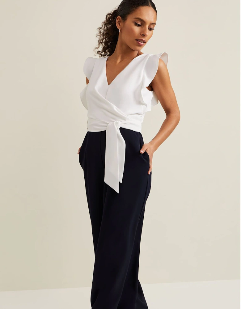 Petite Ayla Ruffle Colourblock Jumpsuit