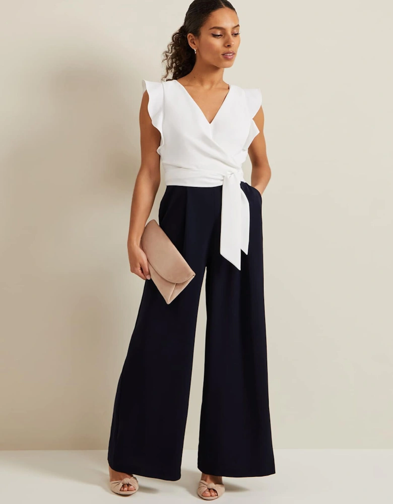 Petite Ayla Ruffle Colourblock Jumpsuit