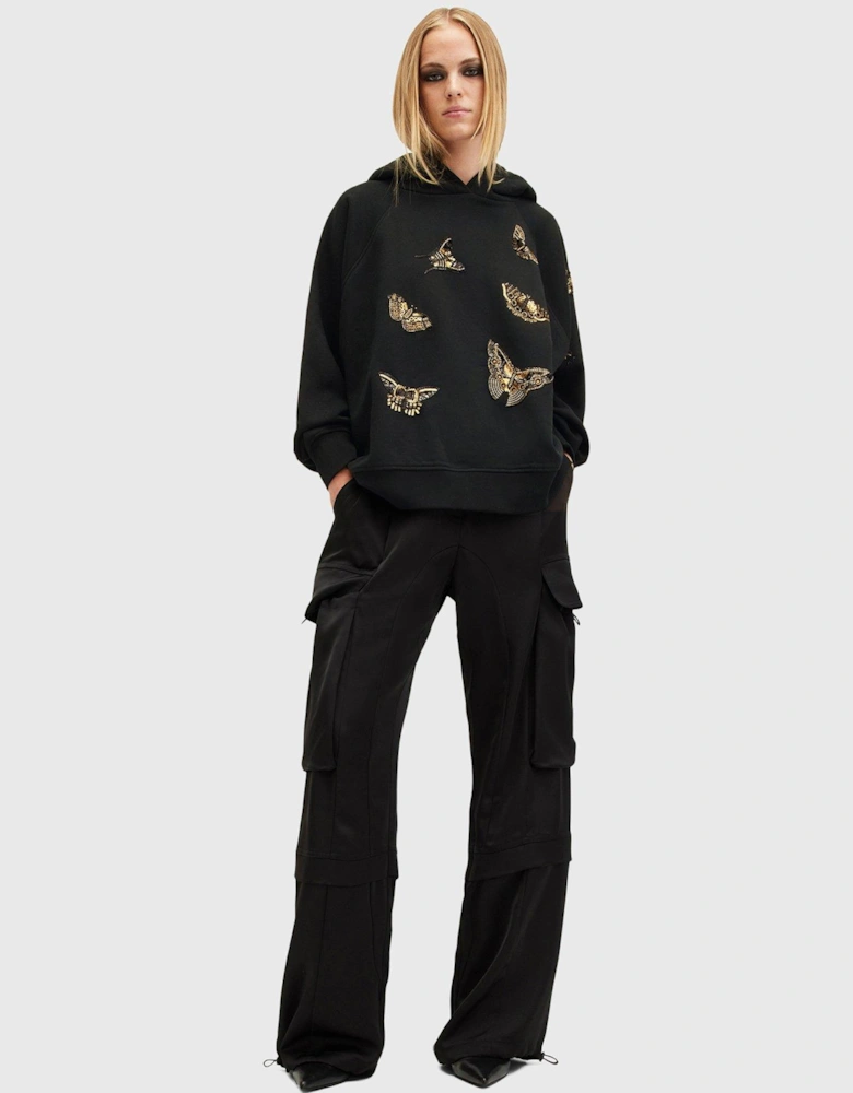 Talon Butterfly Embellished Hoodie - Black