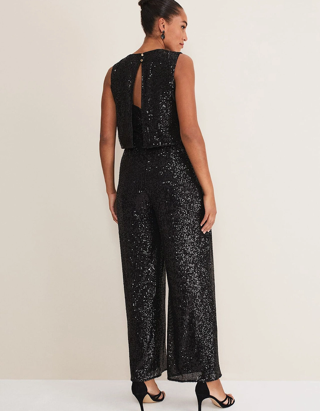 Aubrey Black Sequin Wide Leg Jumpsuit