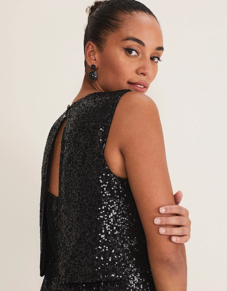 Aubrey Black Sequin Wide Leg Jumpsuit