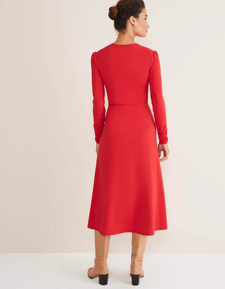 Irisa Zip Ruched Midi Dress