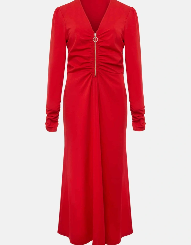 Irisa Zip Ruched Midi Dress