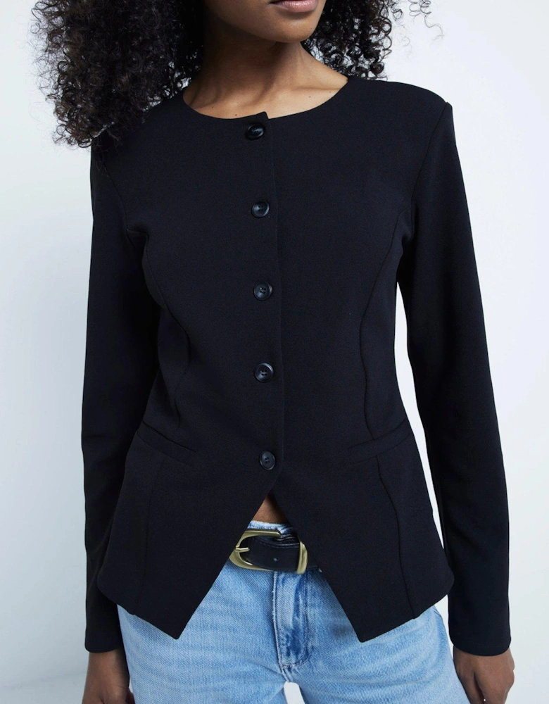 Tailored Button Jacket - Black