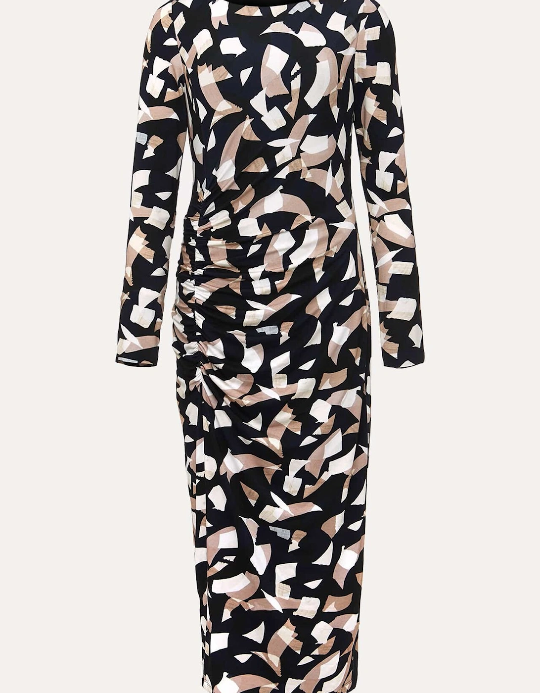 Jordana Geo Ruched Midi Dress