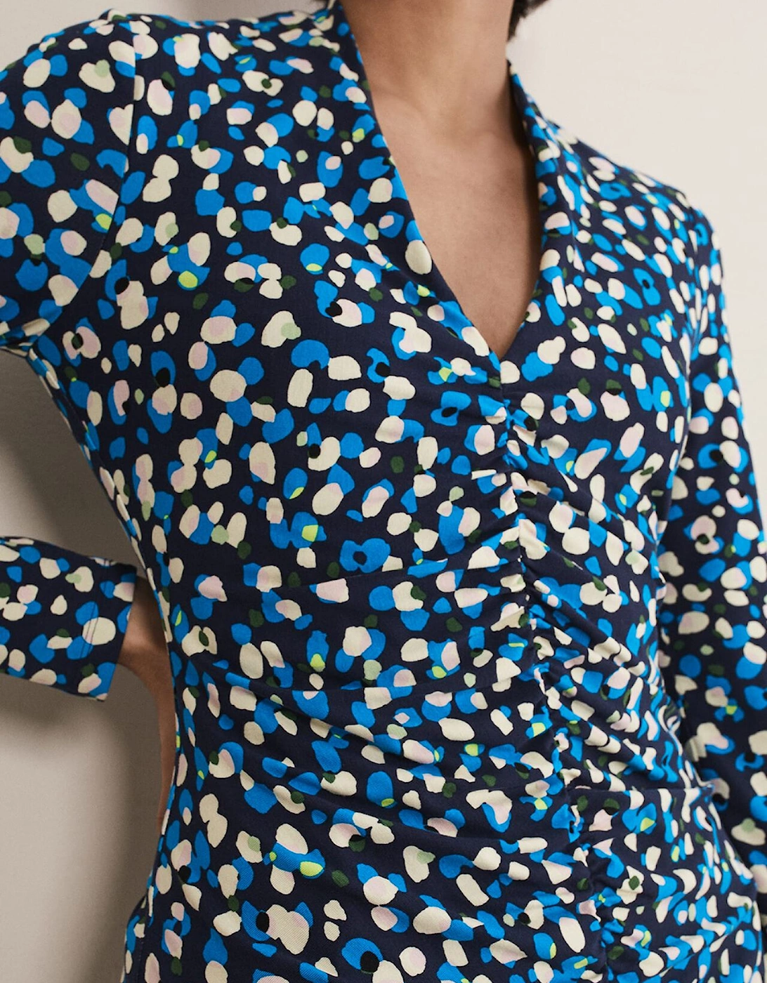 Juno Ruched V Neck Dotty Bodycon Dress