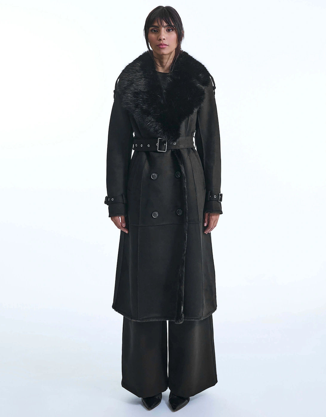 Faux Fur Suede Black Coat, 2 of 1