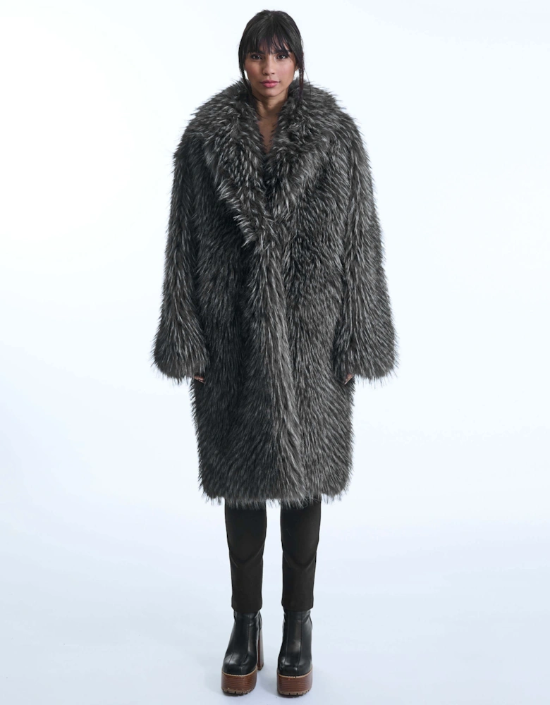 Grey Faux Fur Coat