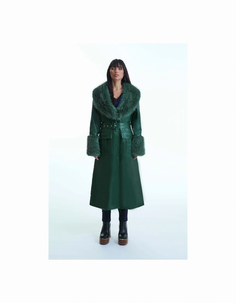 Faux Leather Green Coat