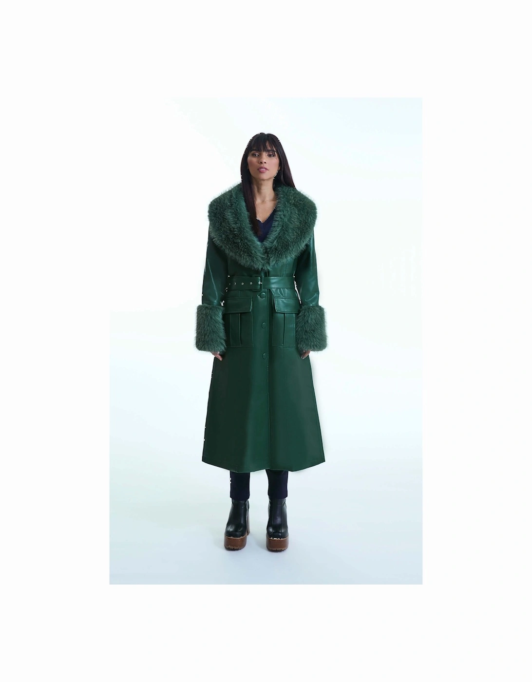 Faux Leather Green Coat, 2 of 1