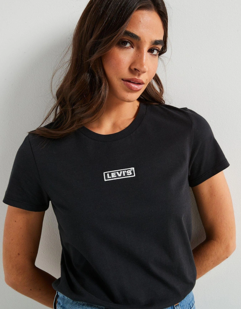 The Perfect T-Shirt - Box Tab Shine Caviar - Black