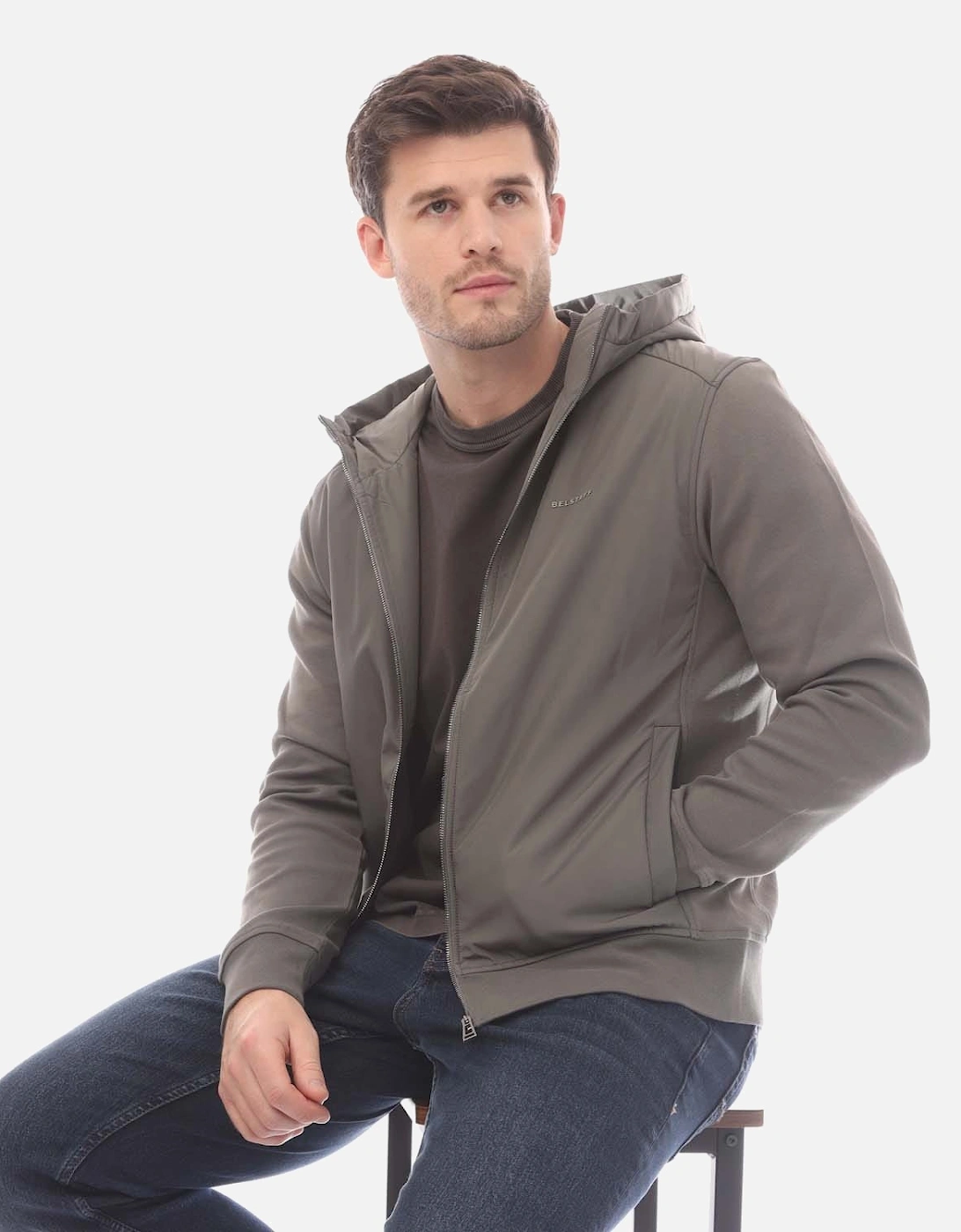 Cotton Fleece Alloy Zip Through Hoodie