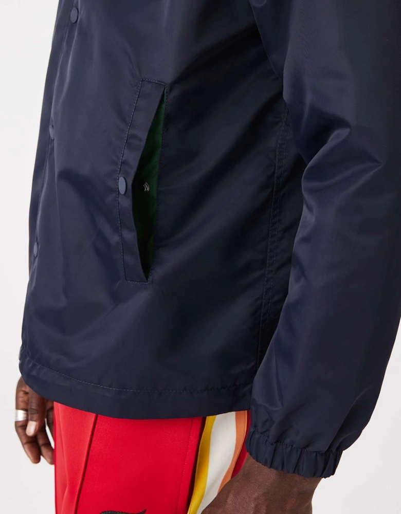 Buttoned Signiature Nylon Jacket