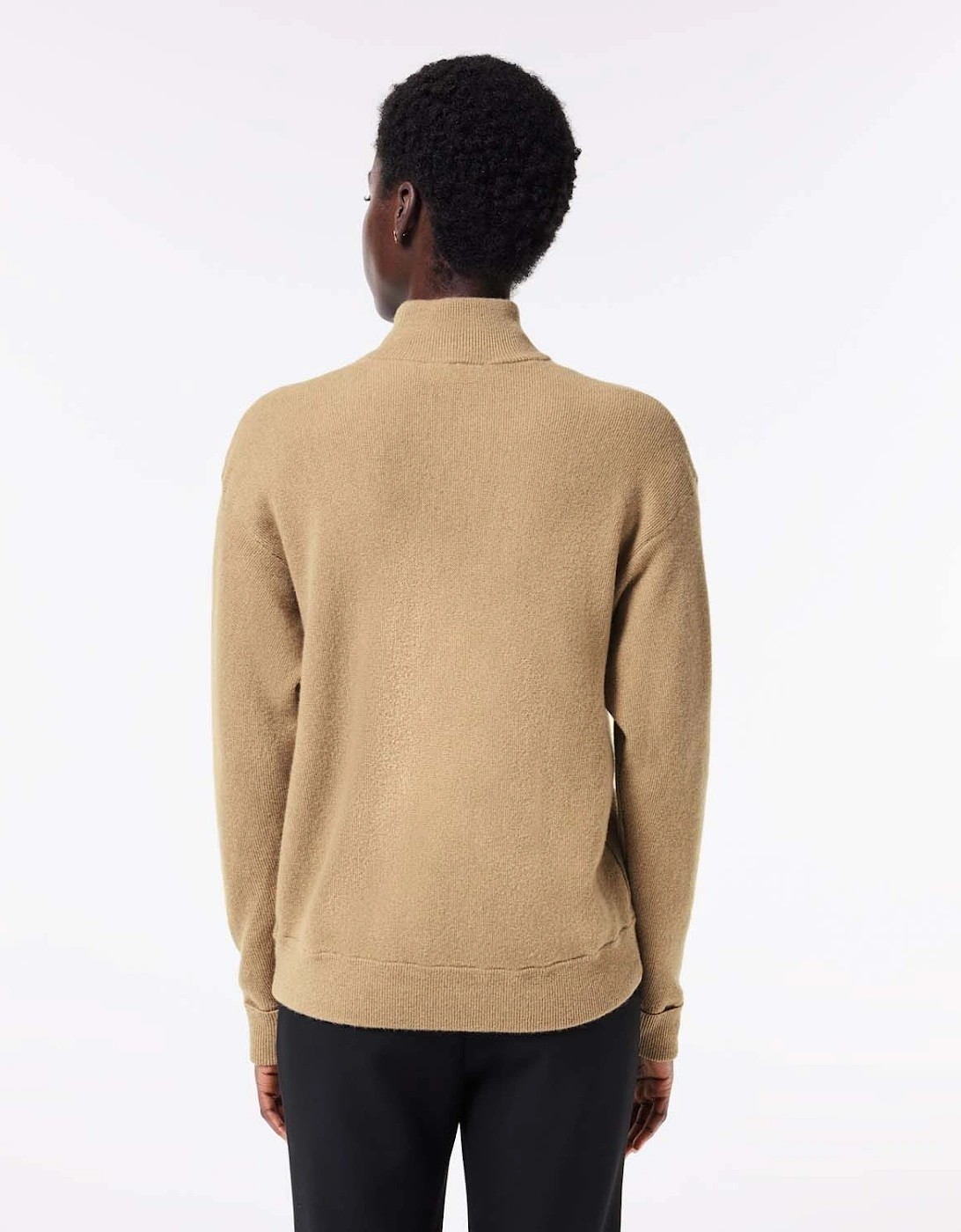 Relaxed Fit Carded Wool High Neck Sweater