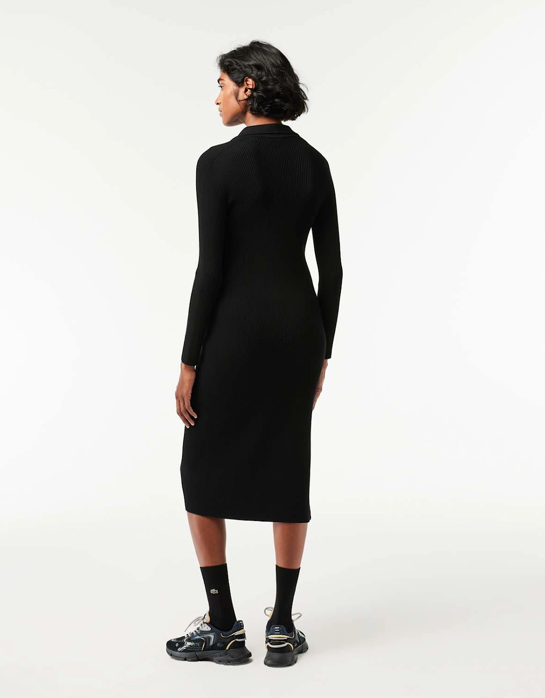 Seamless Knit Ribbed Polo Dress