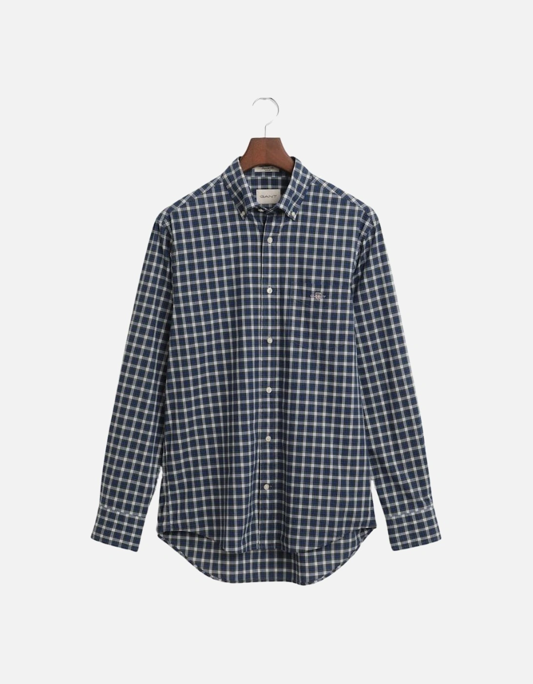 Gant Men's Blue Reg Classic Poplin Tartan Shirt - College - : 38/Regular Medium