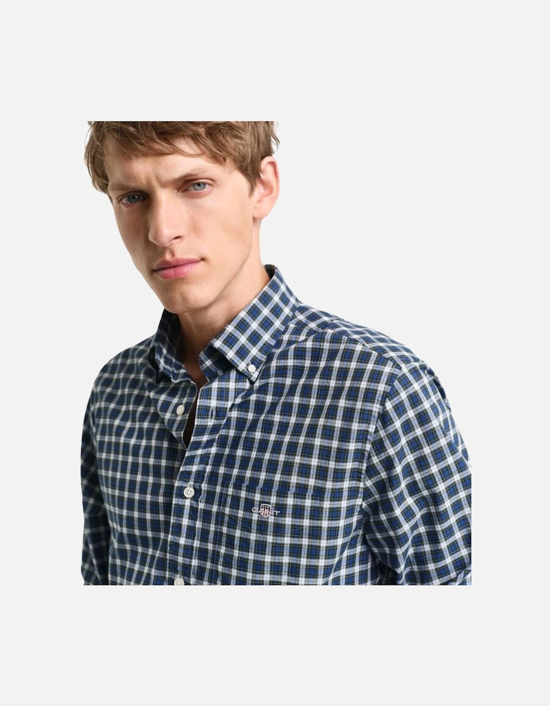 Reg Classic Poplin Tartan Shirt - College Blue