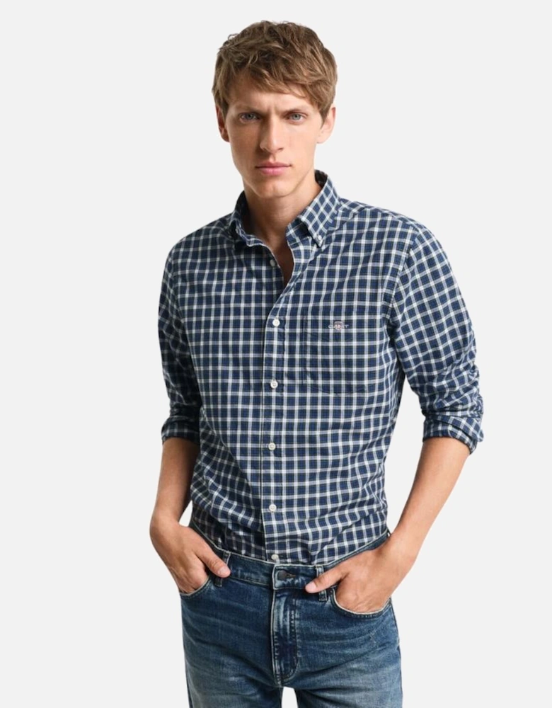 Reg Classic Poplin Tartan Shirt - College Blue